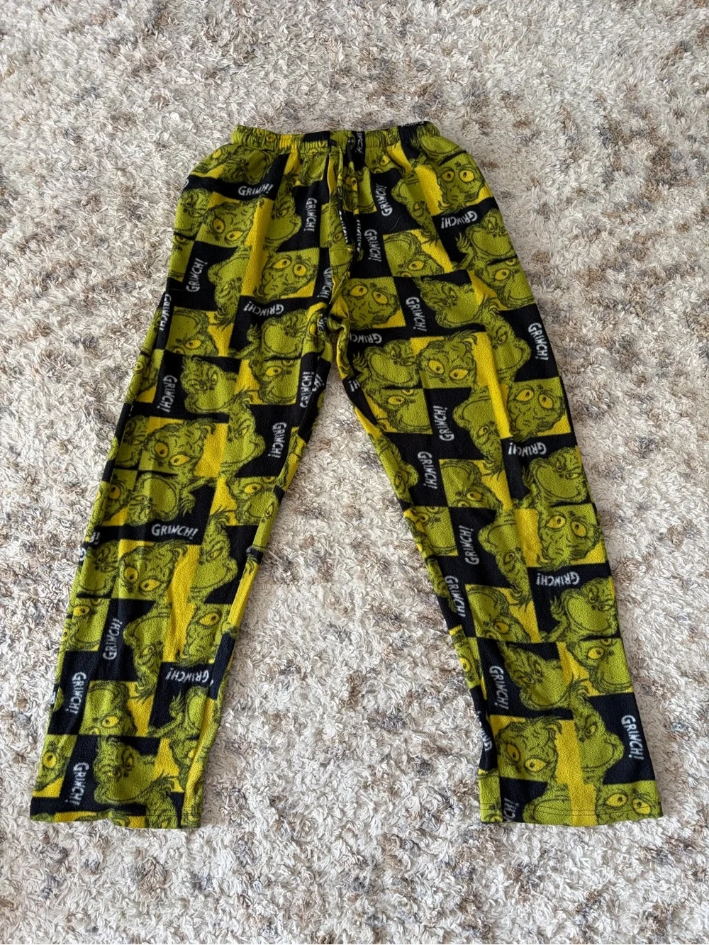 Dr. Seuss Grinch Yellow and Black Fleece Pants